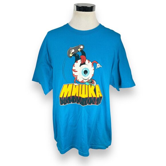 Mishka MNWKA Skateboarding T-Shirt Men's XL Blue Skater Eyeball Tee Streetwear - Picture 1 of 9